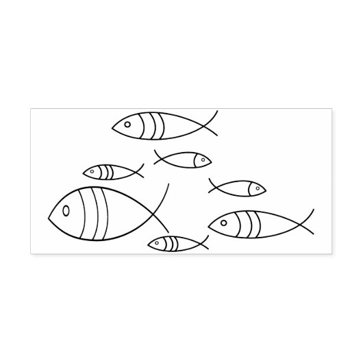 Vis Zwemmen Lijn Illustratie Tekening Rubberstempel (Afrduk)