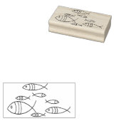 Vis Zwemmen Lijn Illustratie Tekening Rubberstempel (Gestempeld)