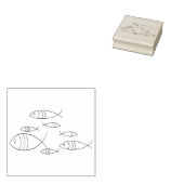 Vis Zwemmen Lijn Illustratie Tekening Rubberstempel (Gestempeld)