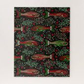 Vis Zwemmen Rood en Groene Kerst Brook Forel Legpuzzel (Verticaal)