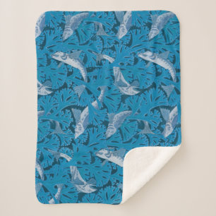 Vis Zwemmen Zeewier Koraal Blauw  Classic Sherpa Deken