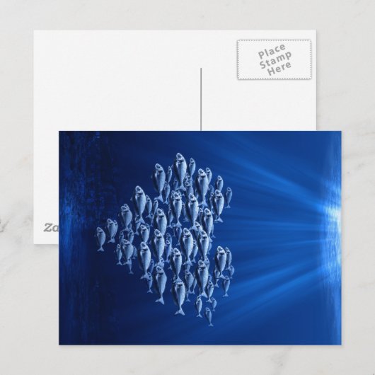 vis zwerft onder water hart briefkaart (Voorkant / Achterkant)