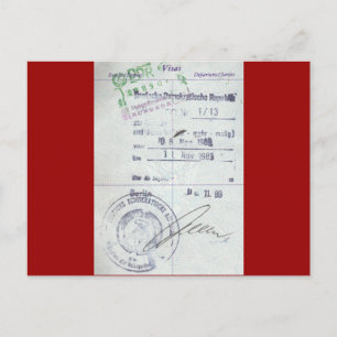 Visa- en instapstempels uit het communistische Oos Briefkaart
