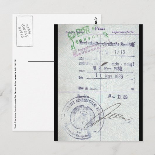 Visa- en instapstempels uit het communistische Oos Briefkaart (Voorkant / Achterkant)