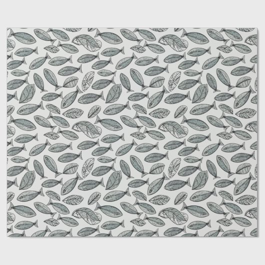 visachtige bladeren cadeaupapier (Vlak)