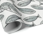 visachtige bladeren cadeaupapier (Rol Hoek)