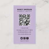 Visagist 4 Foto Raster QR Code Lavendel Visitekaartje (Achterkant)