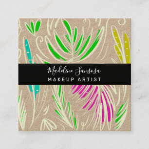 Visagist Bright Jungle Doodles Vierkante Visitekaartje
