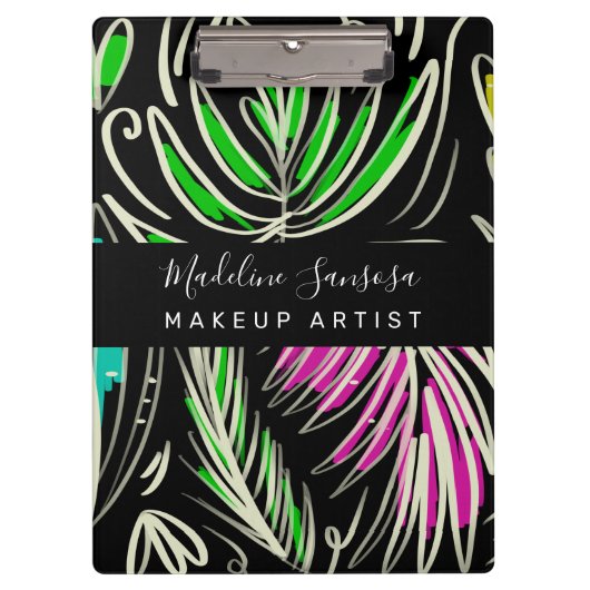 Visagist Bright Jungle Doodles Zwart Klembord (Voorkant)