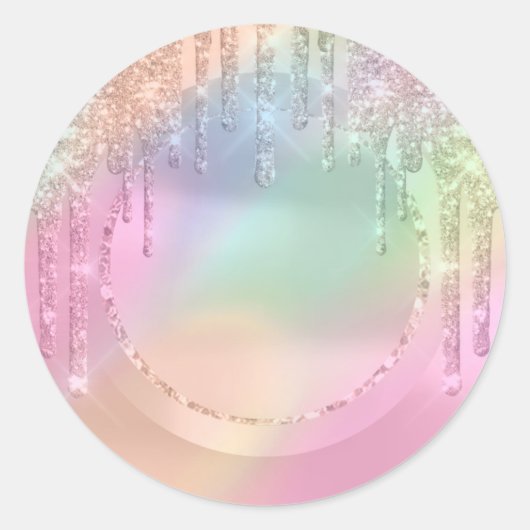 Visagist Drips Roze Glitter Sweet 16th Ronde Sticker (Voorkant)