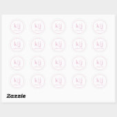 Visagist Eigen Merk Monogram Zakelijk Roze Wit Ronde Sticker (Vel)