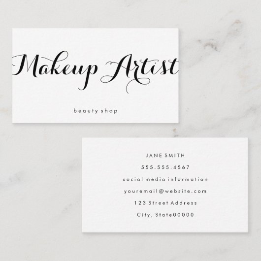 Visagist Fancy Font Minimalist Visitekaartje (Voorkant / Achterkant)