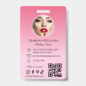 visagist foto qr-code roze klein bedrijf badge (Voorzijde)