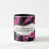 Visagist Glam Roze Glitter Lippen Zebraprint Mok (Midden)