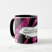 Visagist Glam Roze Glitter Lippen Zebraprint Mok (Voorkant links)