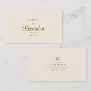 Visagist Goud Beige Elegant Schrift Minimalistisch Visitekaartje