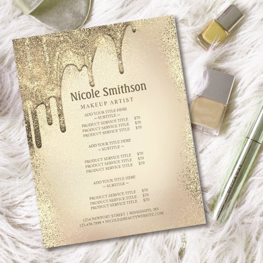 Visagist Goud Glitter Glam Service Lijst  Flyer