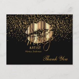 Visagist Gouden Metallic Lippen op Zwart Briefkaart