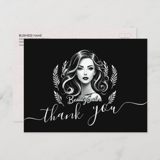 Visagist Haarstylist Modern Zwart Wit Goud Briefkaart (Voorkant / Achterkant)