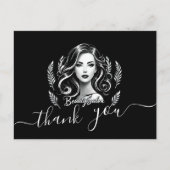 Visagist Haarstylist Modern Zwart Wit Goud Briefkaart (Voorkant)