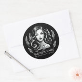 Visagist Haarstylist Modern Zwart Wit Goud Ronde Sticker (Envelop)