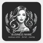 Visagist Haarstylist Modern Zwart Wit Goud Vierkante Sticker (Voorkant)