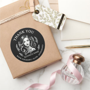 Visagist Haarstylist Zwart Wit Dank je Ronde Sticker