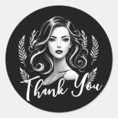 Visagist Haarstylist Zwart Wit Dank je Ronde Sticker (Voorkant)