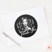 Visagist Haarstylist Zwart Wit Dank je Ronde Sticker (Envelop)