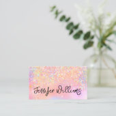 Visagist Holografische Glitter Script Pastel Visitekaartje (Staand voorkant)