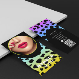 Visagist Holografische Kleurrijke QR Code Foto  Visitekaartje
