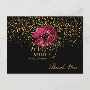 Visagist Hot Roze Lippen op Zwart Briefkaart
