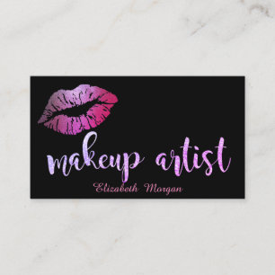 Visagist Moderne Glitterige Lippen Zwart Visitekaartje