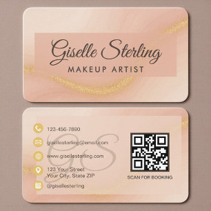 Visagist Neutraal Beige Goud QR-code Visitekaartje