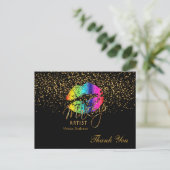 Visagist Regenbooglippen op zwart Briefkaart (Staand voorkant)