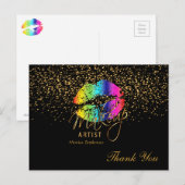 Visagist Regenbooglippen op zwart Briefkaart (Voorkant / Achterkant)
