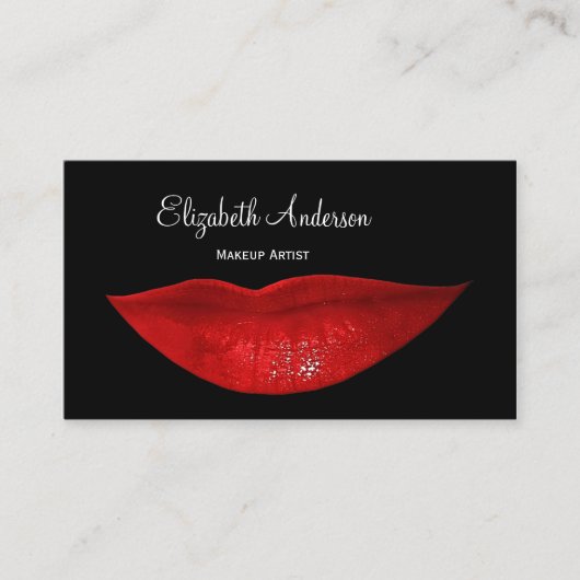 Visagist Rode Lip Glamour Visitekaartje (Voorkant)