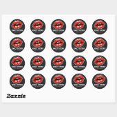 visagist rode lippen met glitters ronde sticker (Vel)