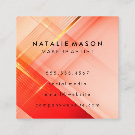 Visagist  Rood Roze Goud Achtergrond Vierkante Visitekaartje (Achterkant)