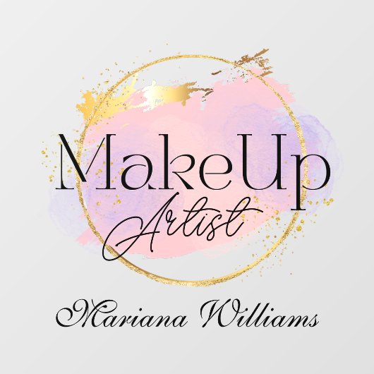 visagist roze gouden logo stijlvol raamsticker (Vel)