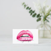 Visagist Roze Lippen modern Visitekaartje (Staand voorkant)