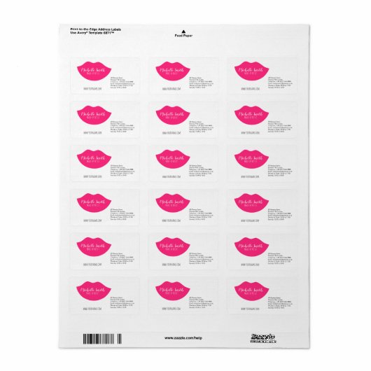 Visagist Roze Lippen Moderne Chic Schoonheidssalon Etiket (Full Sheet)