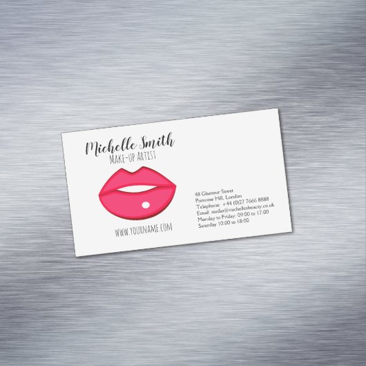 Visagist roze lippen opvallende moderne schoonheid magnetisch visitekaartje (Voorbeeld)