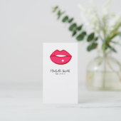 Visagist roze lippen trendy moderne schoonheidssal visitekaartje (Staand voorkant)