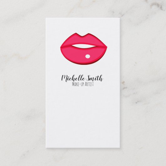 Visagist roze lippen trendy moderne schoonheidssal visitekaartje (Voorkant)