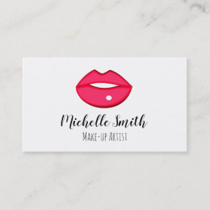 Visagist roze lippen trendy moderne schoonheidssal visitekaartje