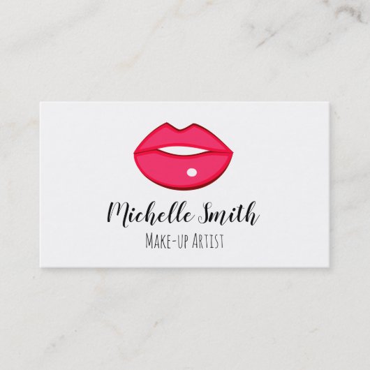 Visagist roze lippen trendy moderne schoonheidssal visitekaartje (Voorkant)