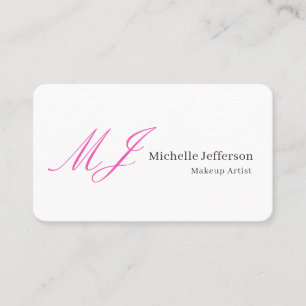 Visagist Roze Monogram Zwart Wit Serif Lettertype Visitekaartje