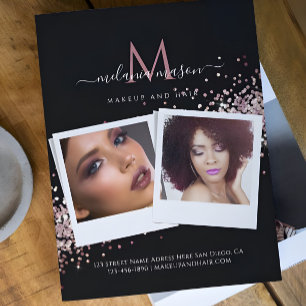 Visagist Salon Aangepaste Foto Cosmetica Zwart Flyer
