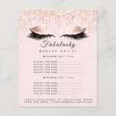 Visagist Salon Glitter Flyer Roze Prijslijst (Voorkant)